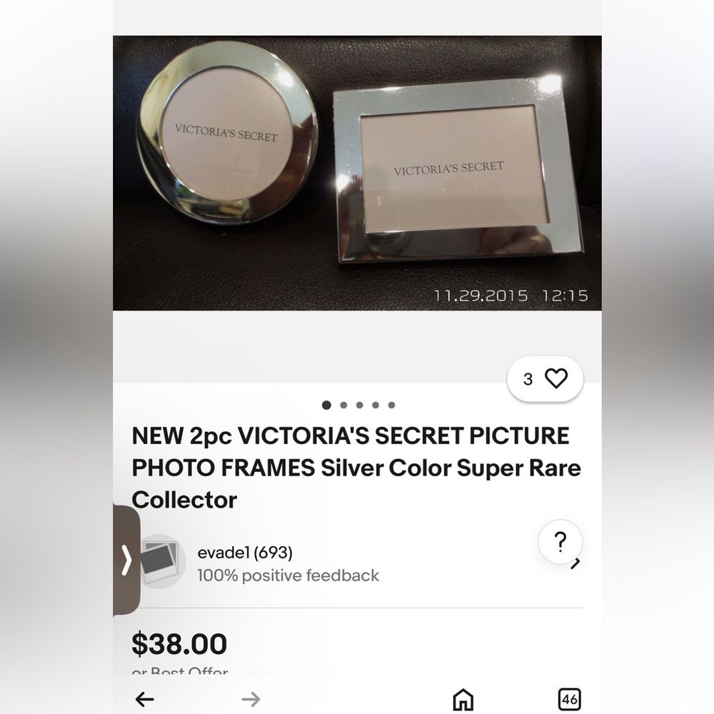 NWT 2 Victoria’s Secret silvery picture frames.  Think Mother’s Day